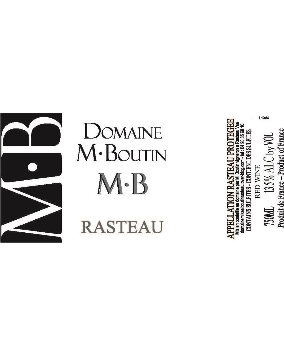 Domaine M. Boutin MB Rasteau (2019)
