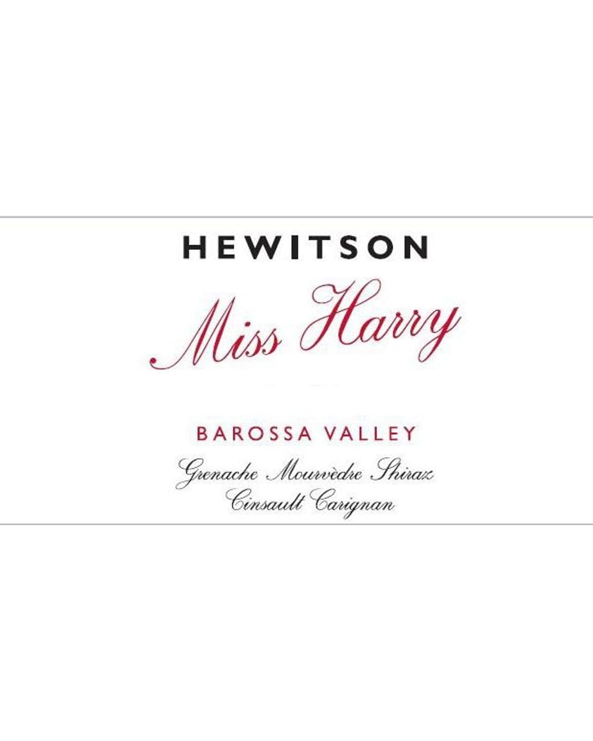 Hewitson Miss Harry GSM 2021  Front Label