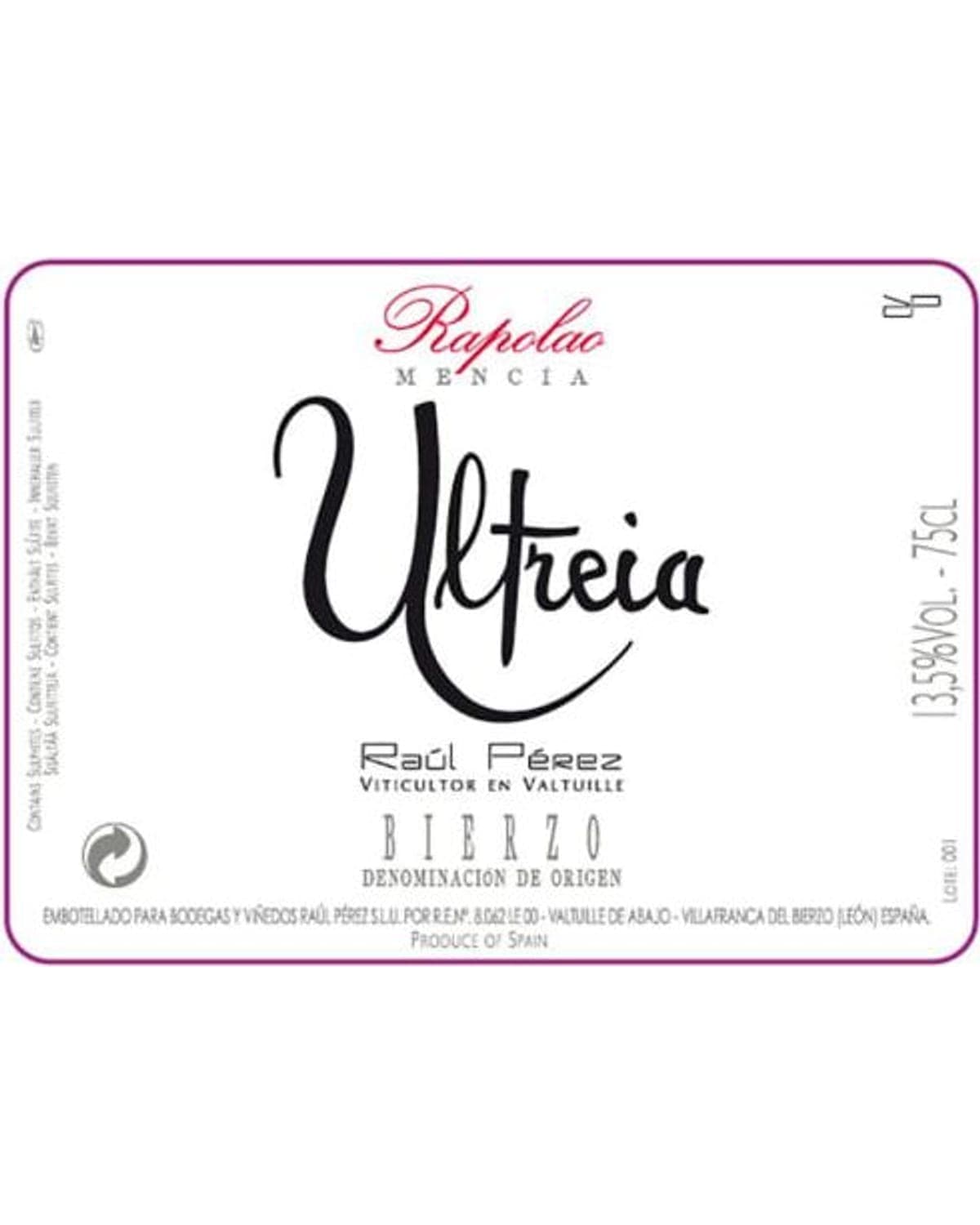 Raul Perez Ultreia de Rapolao (2021) — bottle