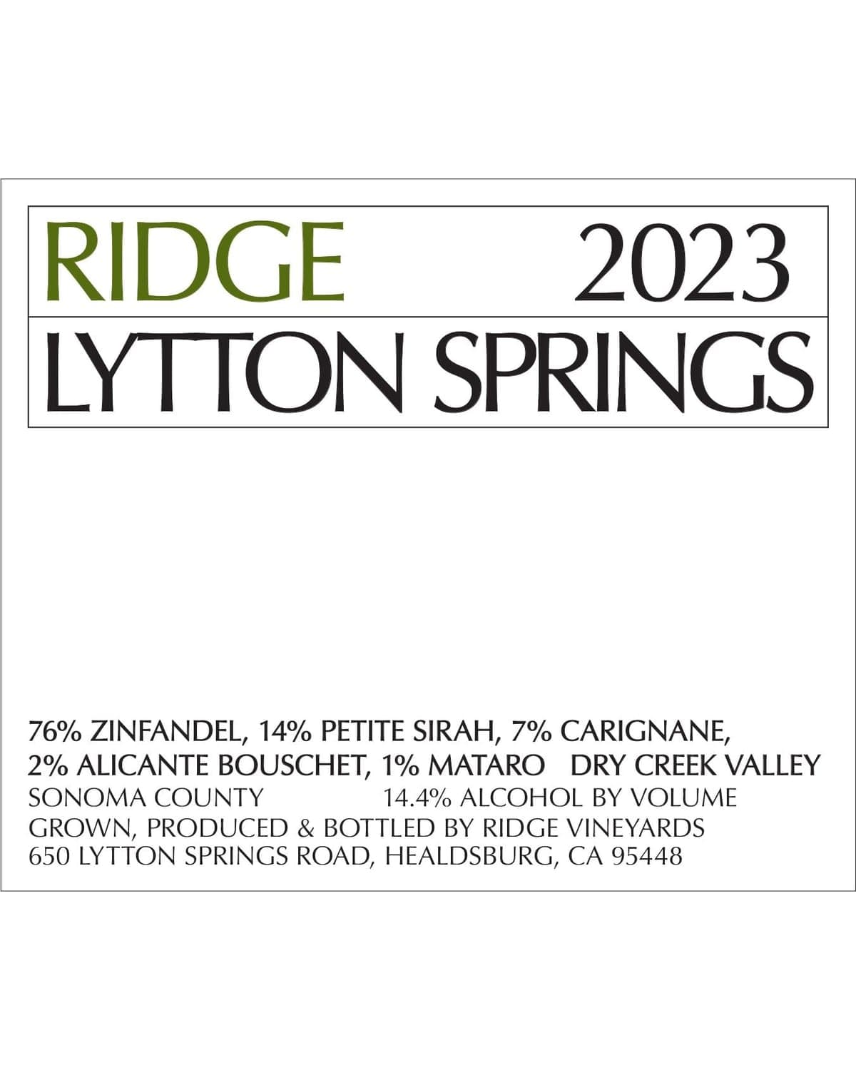 Ridge Lytton Springs Red Blend (2023)