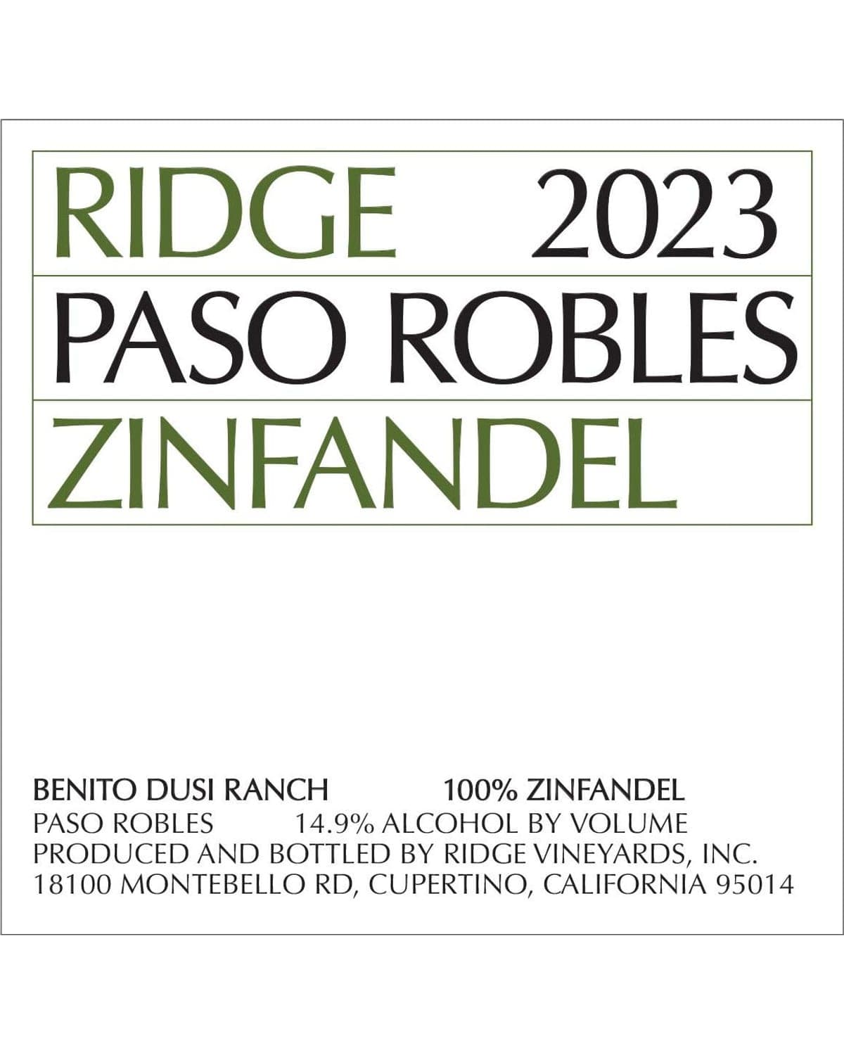 Ridge Paso Robles Zinfandel (2023)