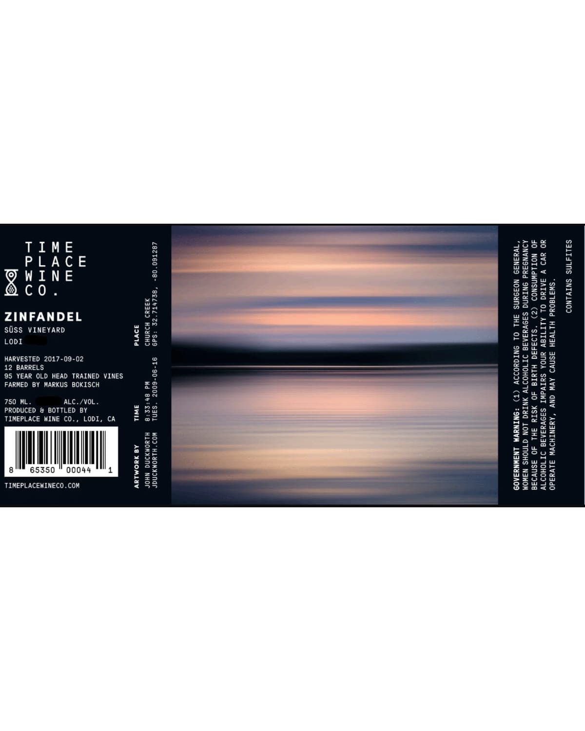 Time Place Wine Co. Zinfandel Lodi (2021) — bottle