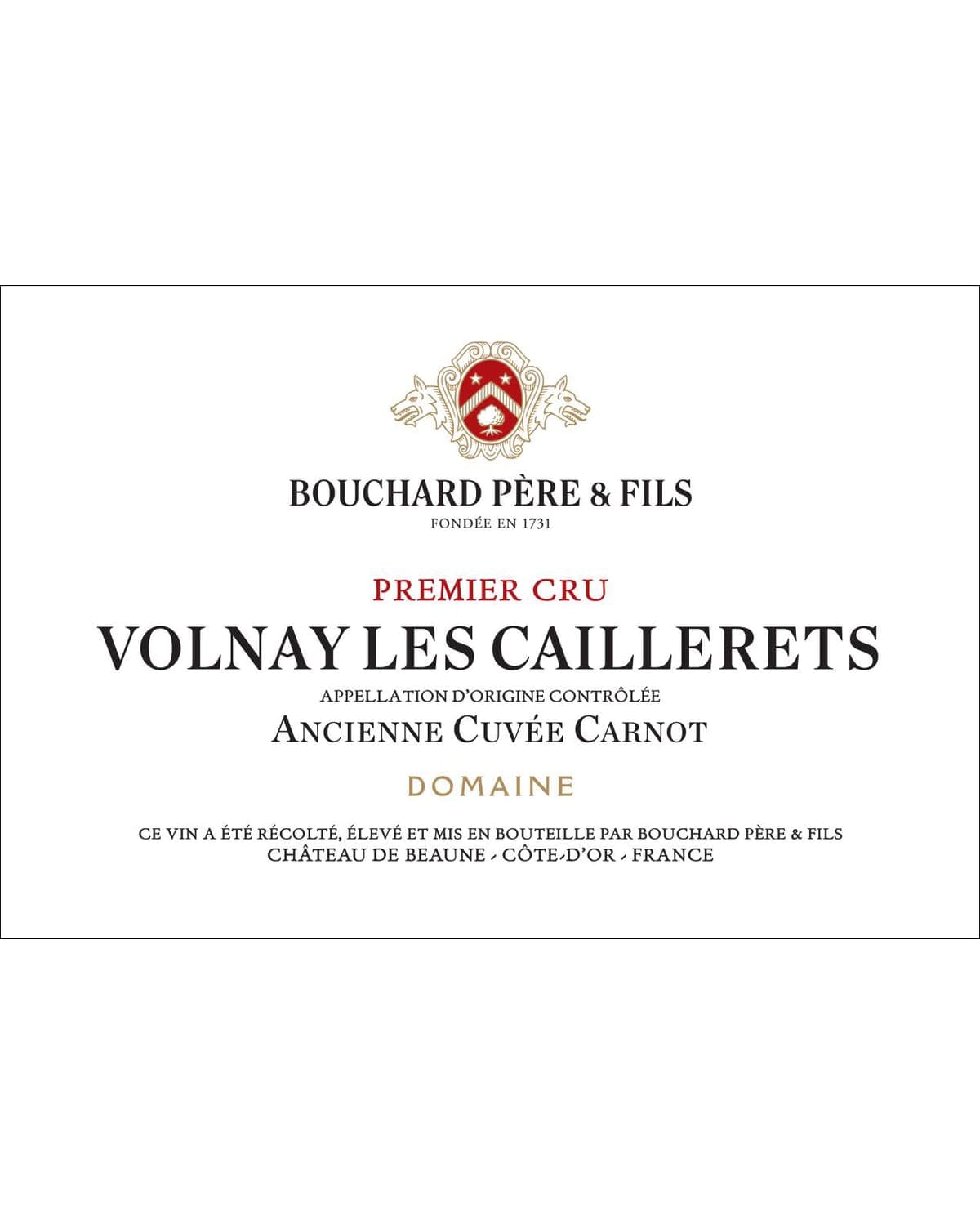 Bouchard Pere & Fils Volnay Caillerets Ancienne Cuvee Carnot Premier Cru 2020 Front Label