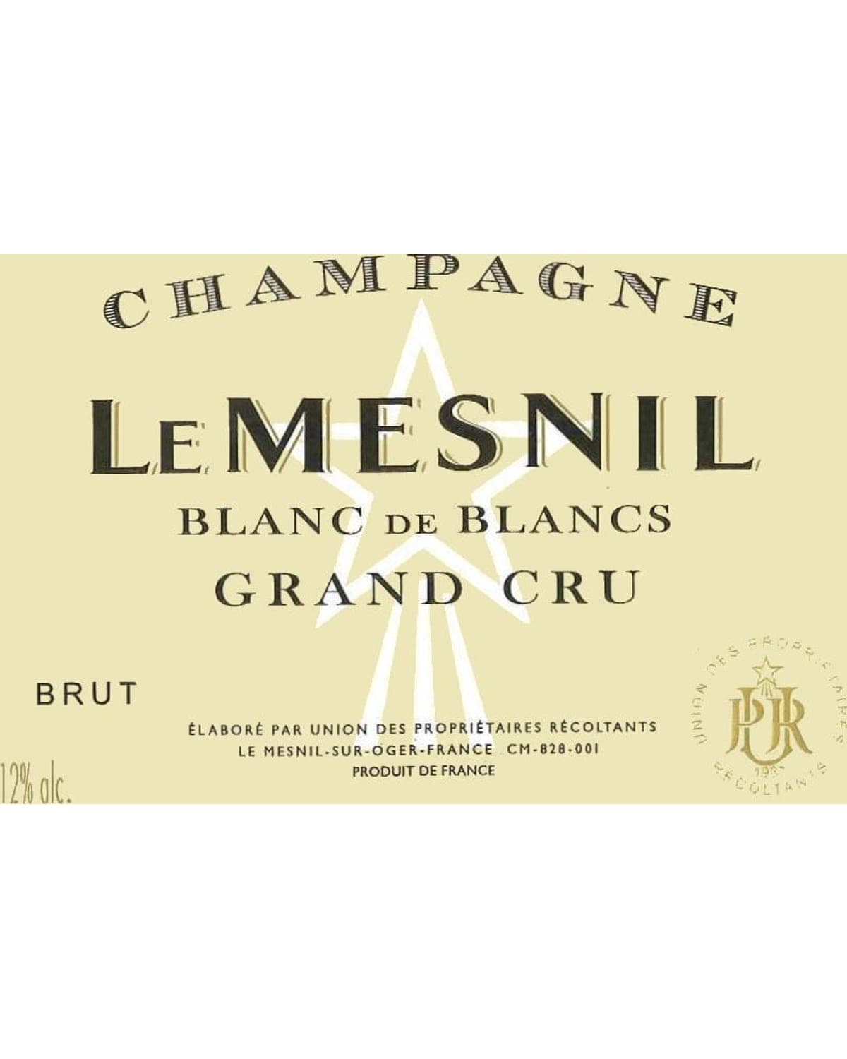 Champagne Le Mesnil Blanc de Blancs Grand Cru Brut (1.5 Liter Magnum) Front Label