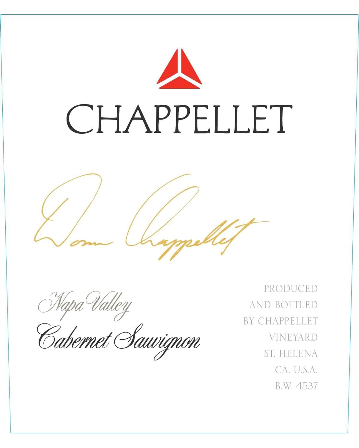 Chappellet Signature Cabernet Sauvignon 2021 Front Label