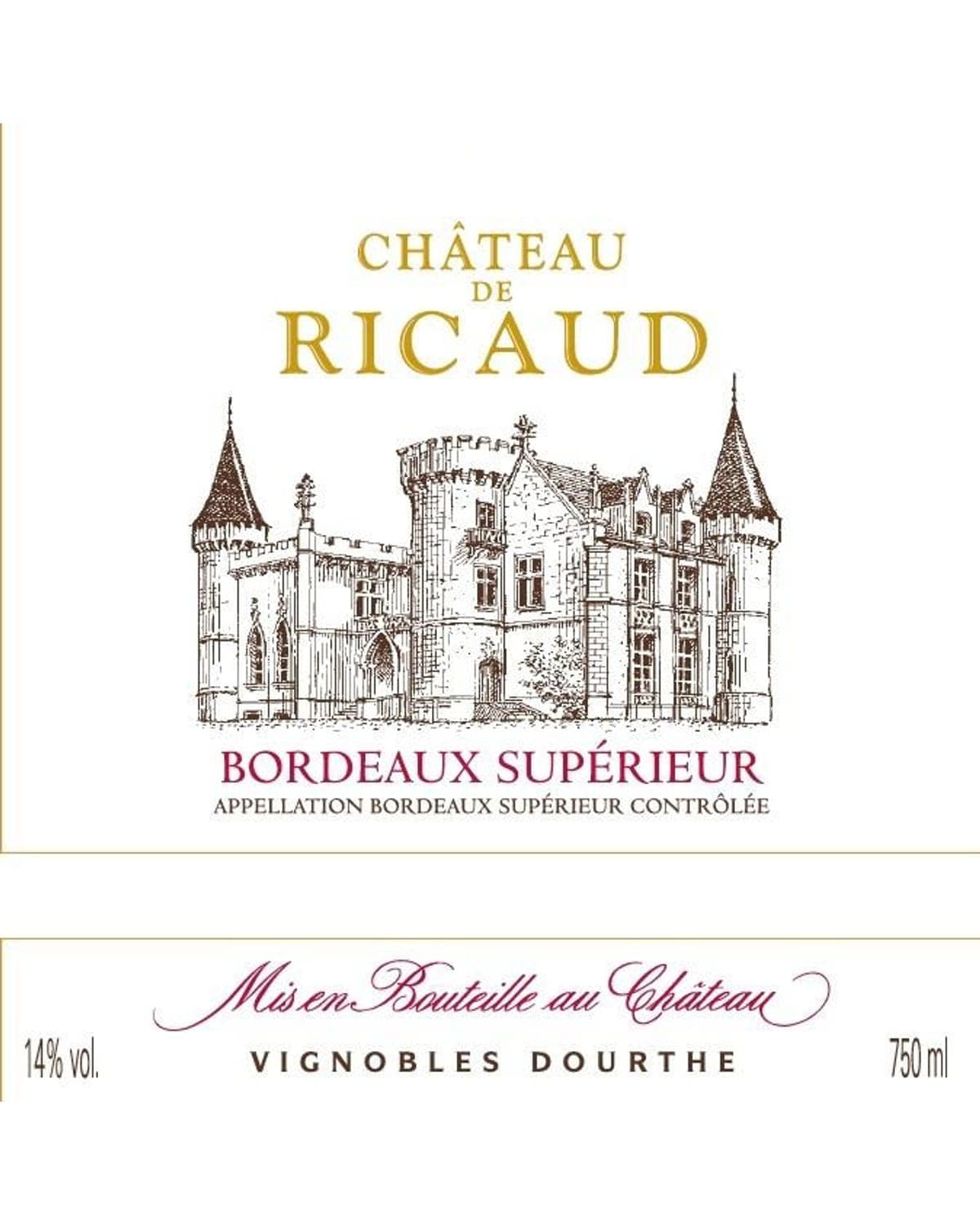 Chateau de Ricaud Bordeaux Superieur 2015 Front Label