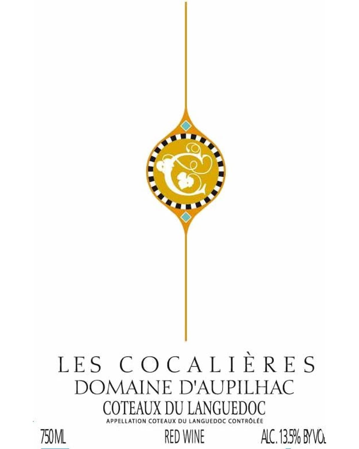 Domaine d'Aupilhac Coteaux du Languedoc Les Cocalieres Rouge 2018 Front Label