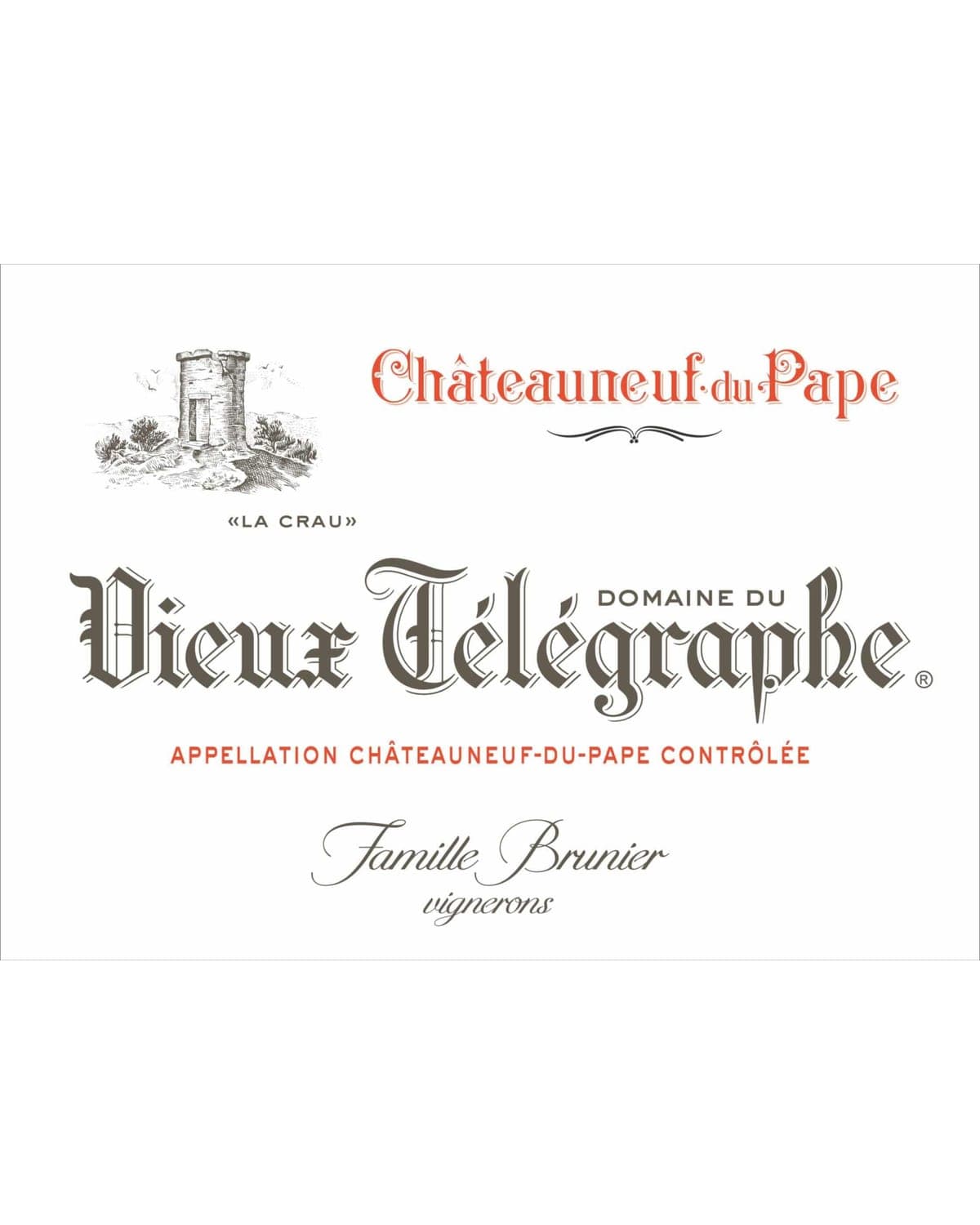 Domaine du Vieux Telegraphe Chateauneuf-du-Pape La Crau (375ML half-bottle) 2021 Front Label