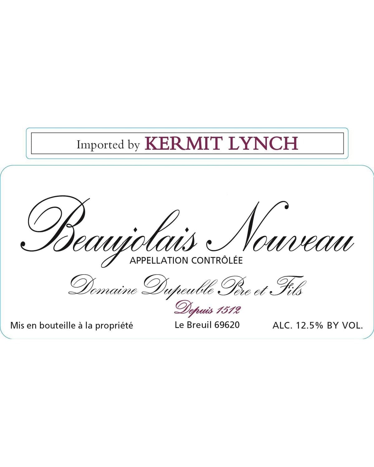 Domaine Dupeuble Beaujolais Nouveau 2024 Front Label