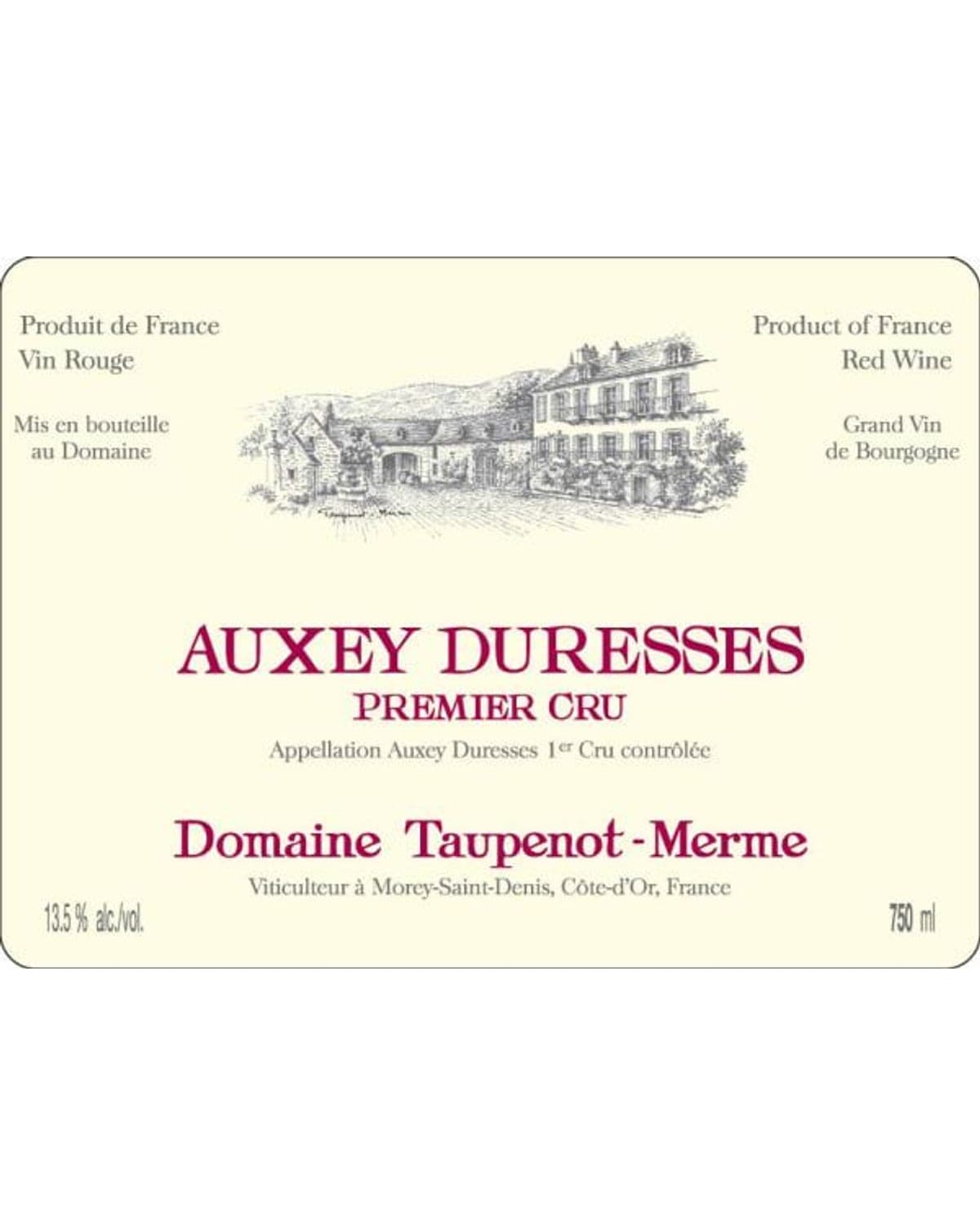Domaine Taupenot-Merme Auxey-Duresses Rouge Premier Cru Red 2019 | 750ml