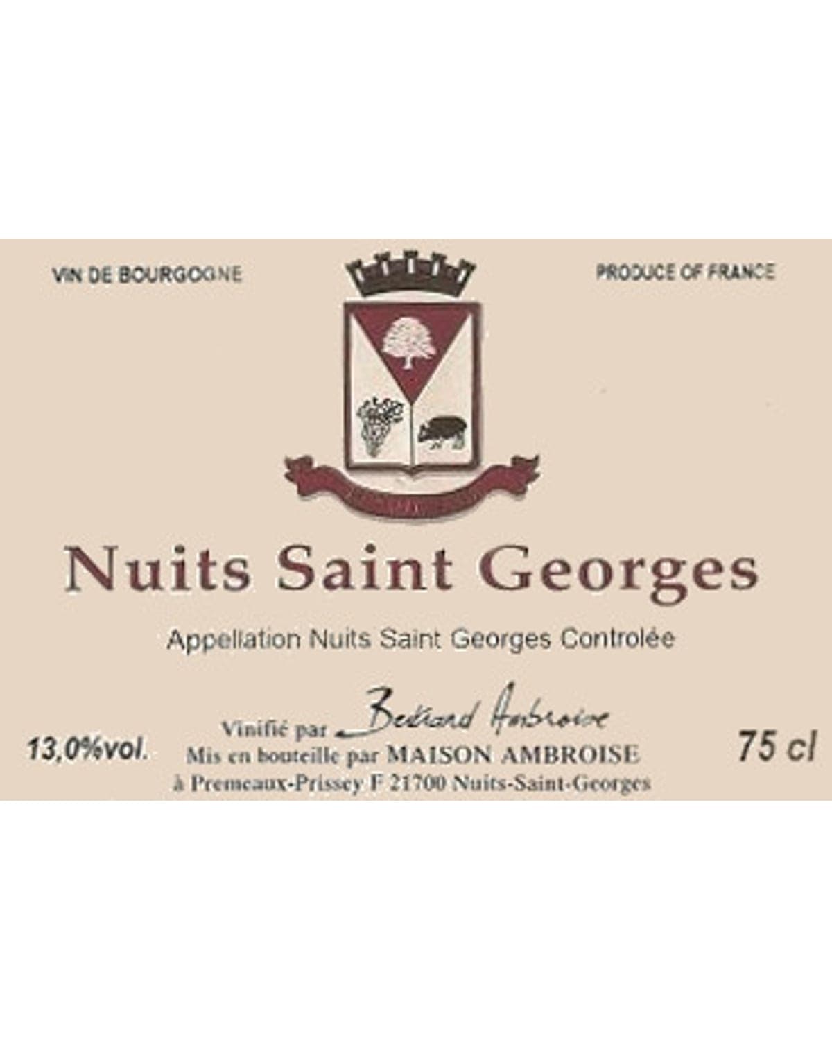 Maison Ambroise Nuits Saint Georges 2012 Front Label