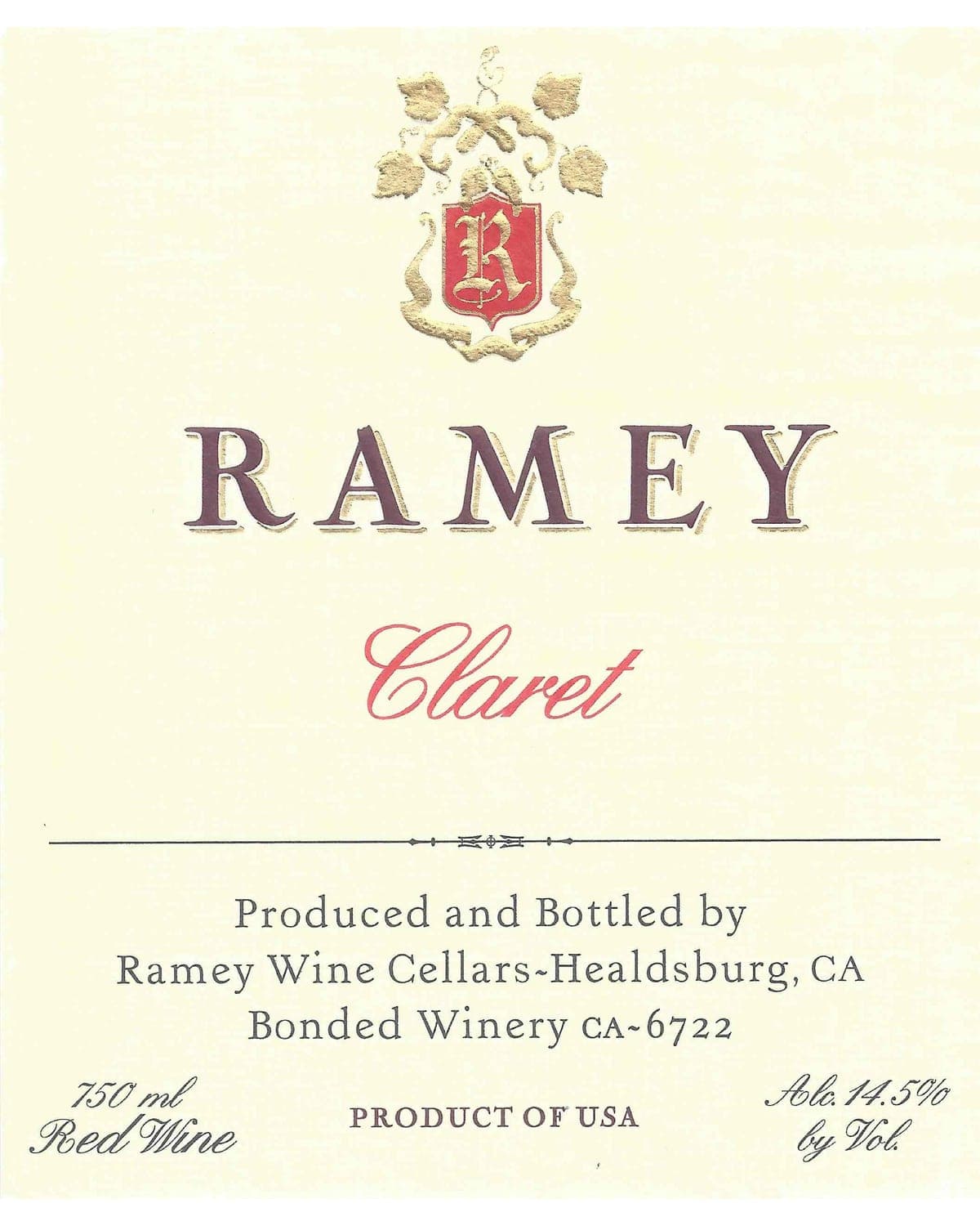 Ramey Claret 2019 Front Label