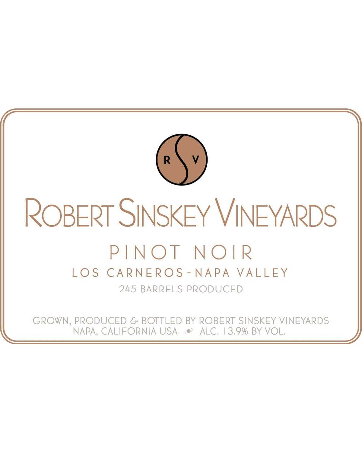 Robert Sinskey Los Carneros Pinot Noir 2018 Front Label