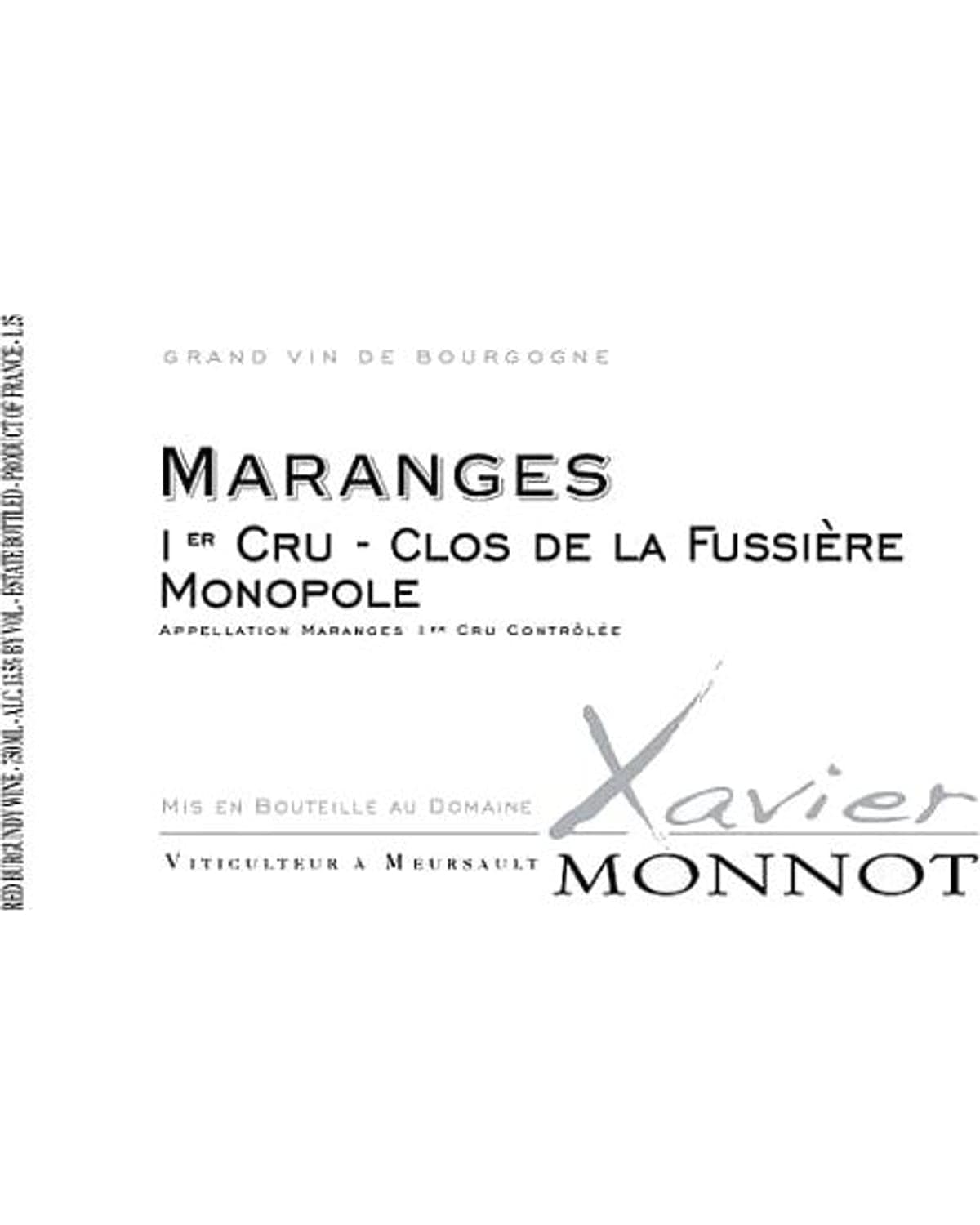 Xavier Monnot Maranges Clos de La Fussiere Premier Cru Monopole Red 2022 | 750ml